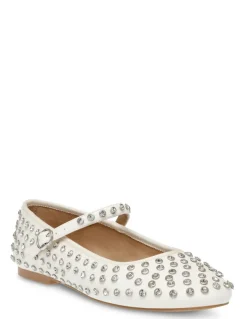 Outlet steve madden Ballerines Mary Jane Spike – Blanc Clouté
