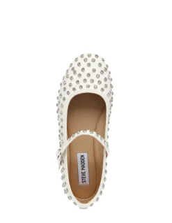 Outlet steve madden Ballerines Mary Jane Spike – Blanc Clouté