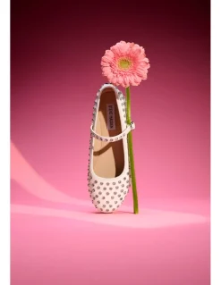 Outlet steve madden Ballerines Mary Jane Spike – Blanc Clouté