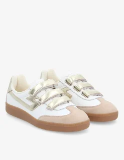 schmoove Basket de ville Femme sheffield straps w Cuir Blanc/Doré