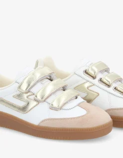 schmoove Basket de ville Femme sheffield straps w Cuir Blanc/Doré
