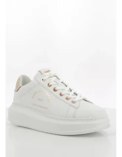 Sale karl lagerfeld baskets compensées femme kapri maison karl lace cuir blanc rose gold