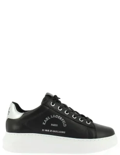 Clearance karl lagerfeld baskets compensées femme kapri maison karl lace cuir noir/blan