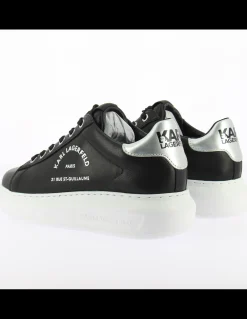 Clearance karl lagerfeld baskets compensées femme kapri maison karl lace cuir noir/blan