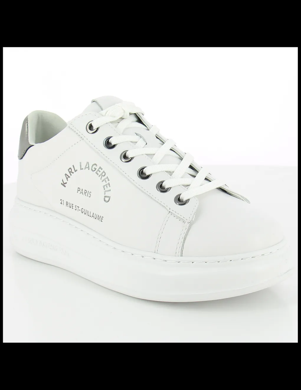 Outlet karl lagerfeld Baskets compensées femme kapri maison karl lace cuir blanc