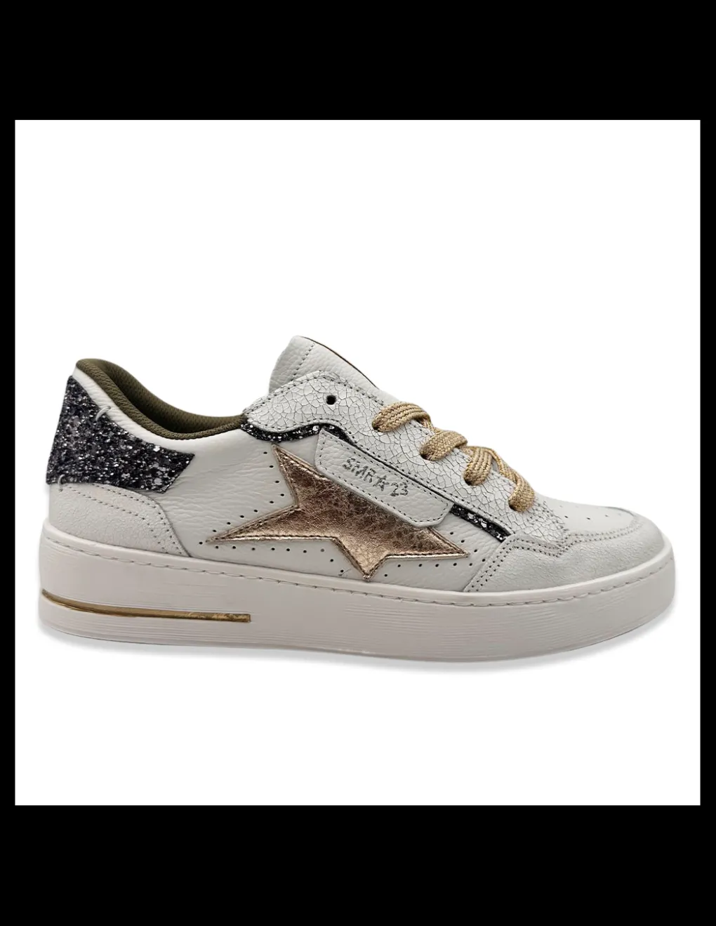 semerdjian Baskets De Ville Femme Ale Cuir Blanc/ Doré