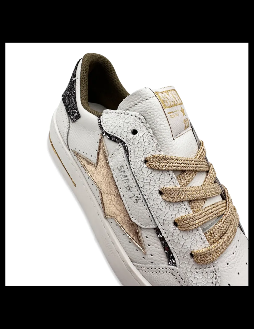 semerdjian Baskets De Ville Femme Ale Cuir Blanc/ Doré