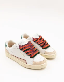 Discount 0-105 Baskets de ville Femme Avril Summer Cuir Blanc
