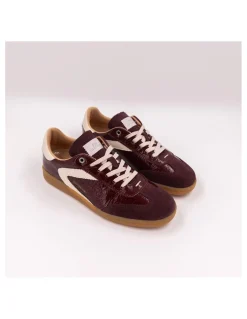 Clearance 0-105 Baskets de Ville Femme Nova Royale Polish Cuir Bordeaux