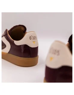 Clearance 0-105 Baskets de Ville Femme Nova Royale Polish Cuir Bordeaux
