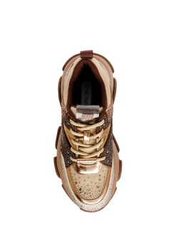 Discount steve madden Baskets de ville Femme privy sneaker Doré/Marron