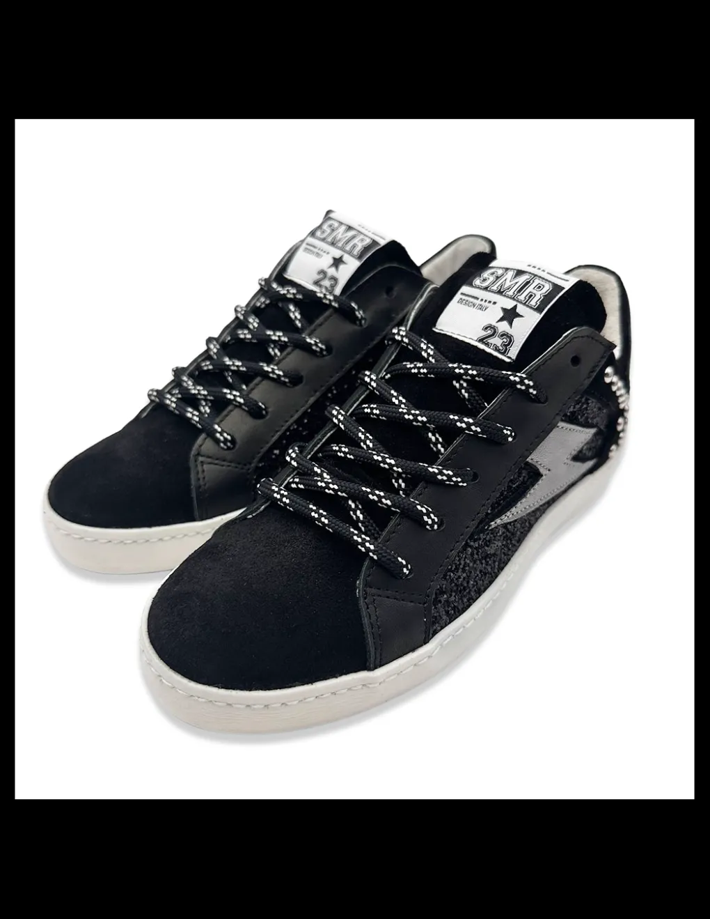 New semerdjian Baskets De Ville Femme Roy Cuir Noir/ Argenté