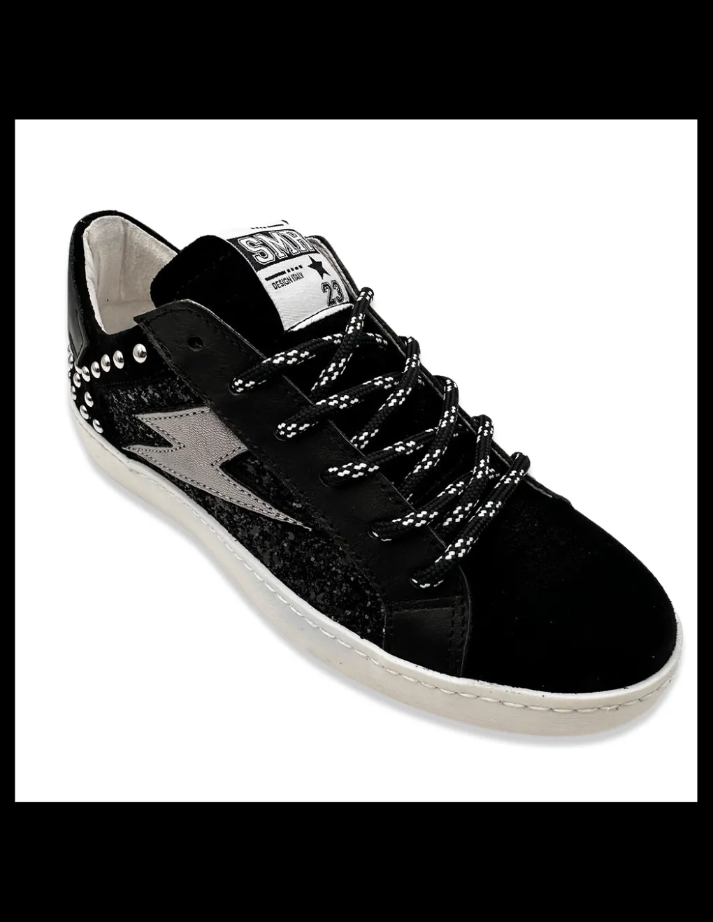 New semerdjian Baskets De Ville Femme Roy Cuir Noir/ Argenté