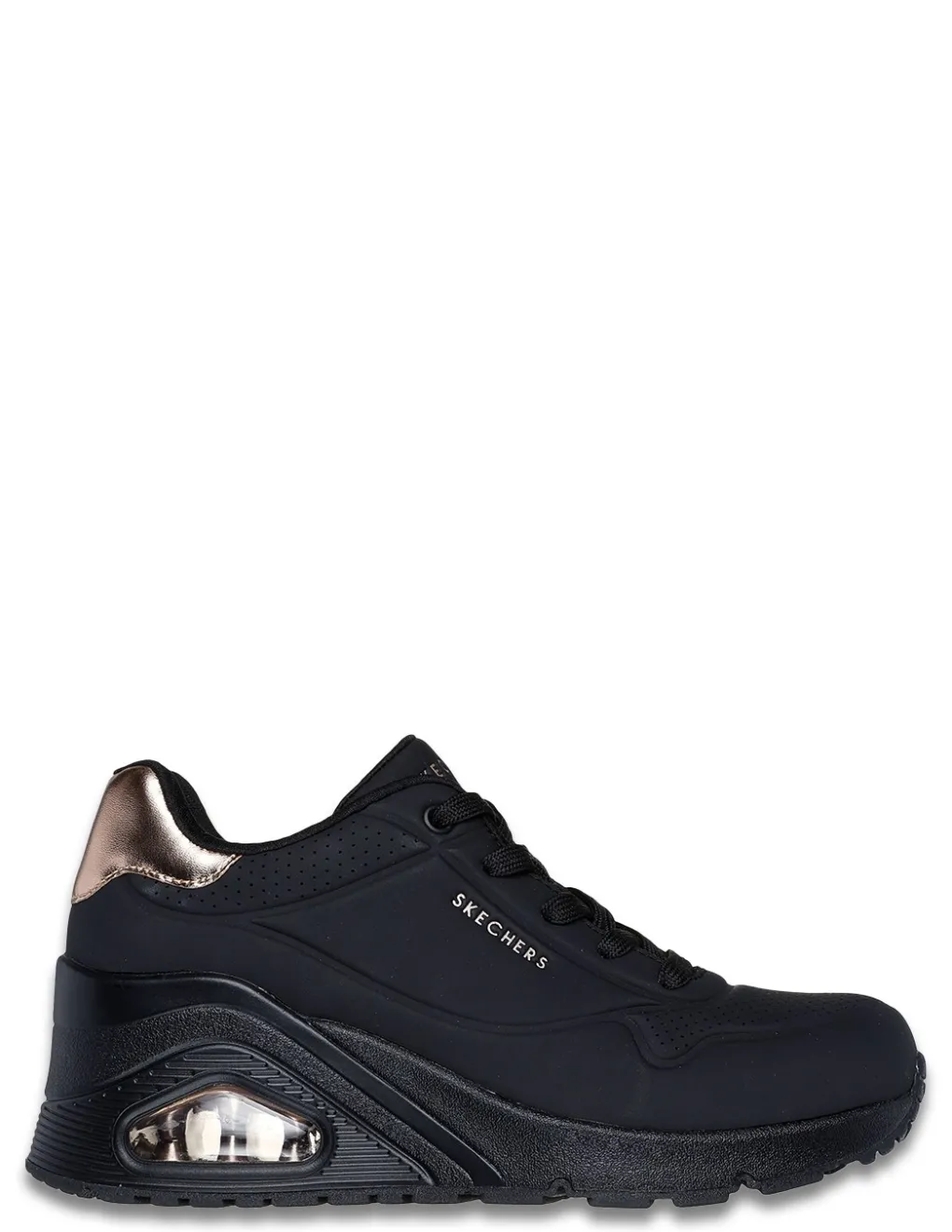 Hot skechers Baskets de ville Femme uno wedge - hi steps black gold
