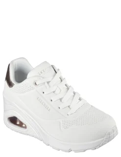 Discount skechers Baskets de ville Femme uno wedge - hi steps white gold