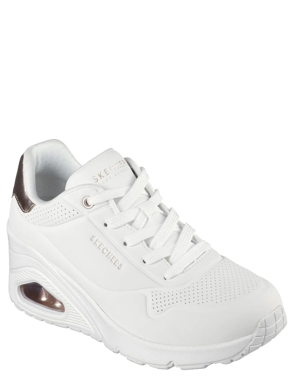 Discount skechers Baskets de ville Femme uno wedge - hi steps white gold