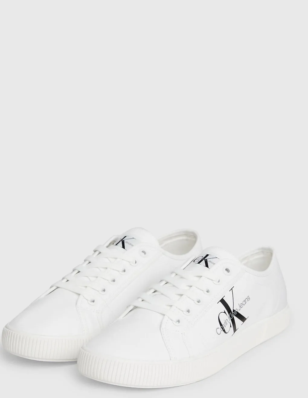 Hot calvin klein Baskets de ville homme ess vulcanized low toile blanc