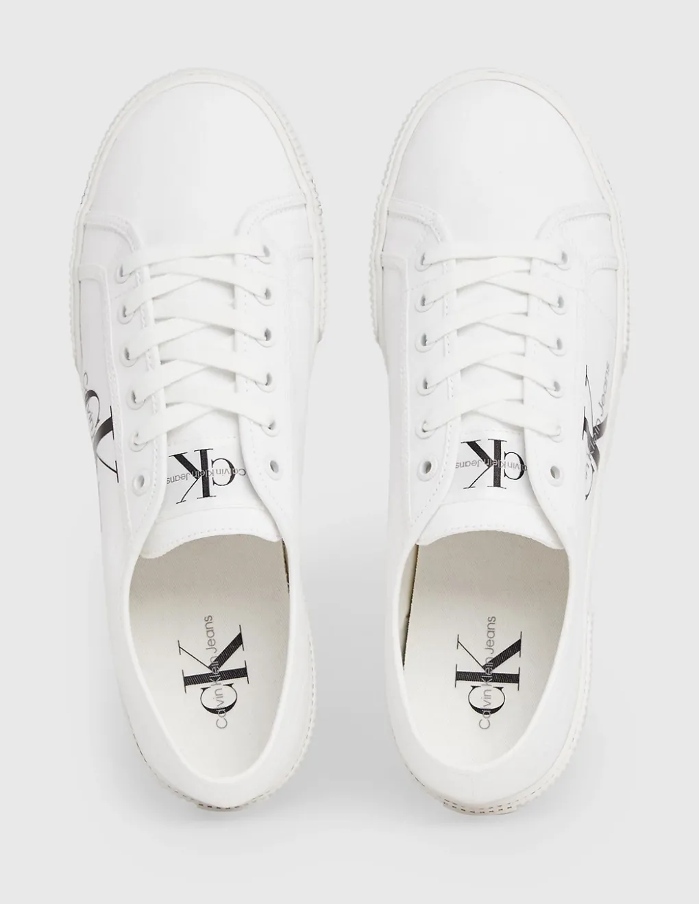 Hot calvin klein Baskets de ville homme ess vulcanized low toile blanc
