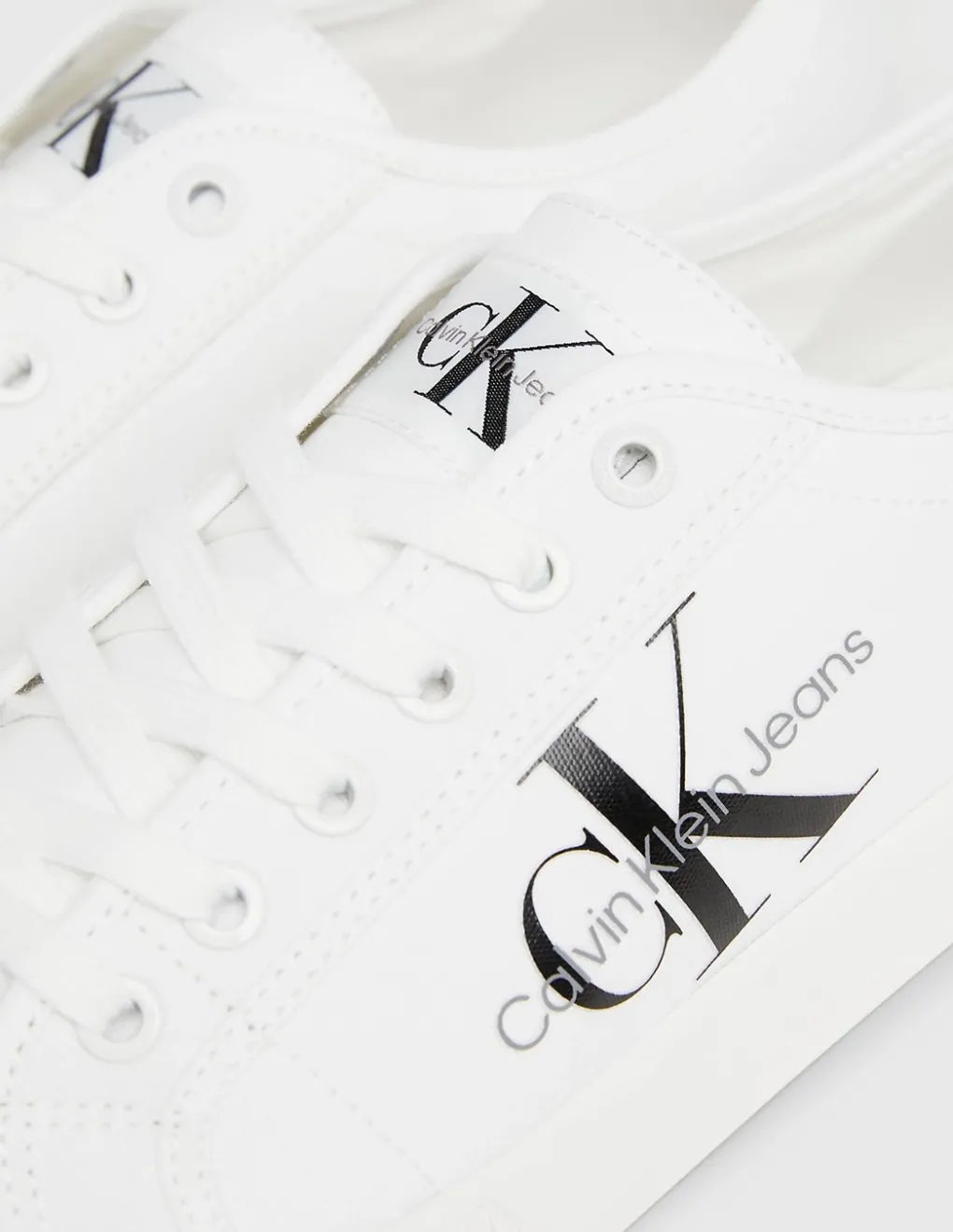 Hot calvin klein Baskets de ville homme ess vulcanized low toile blanc