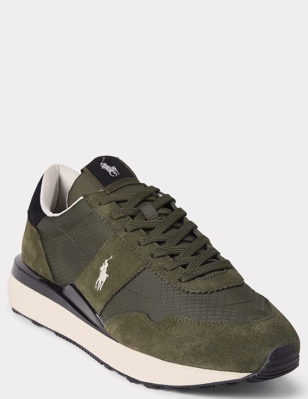 Outlet ralph lauren Baskets de ville homme train 89 dain vert kaki