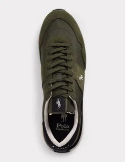 Outlet ralph lauren Baskets de ville homme train 89 dain vert kaki