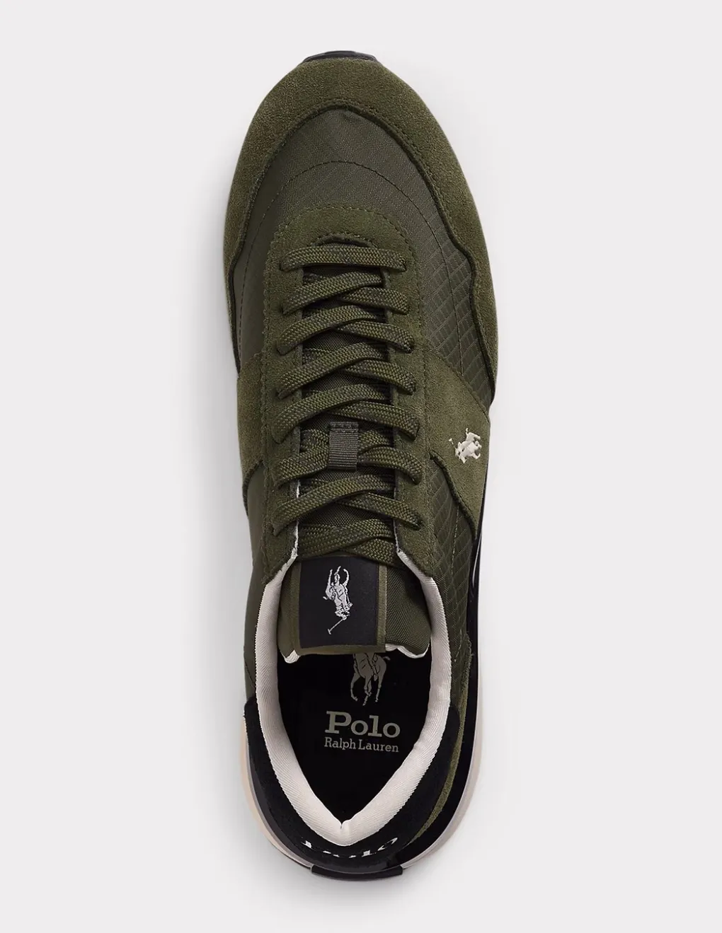 Outlet ralph lauren Baskets de ville homme train 89 dain vert kaki