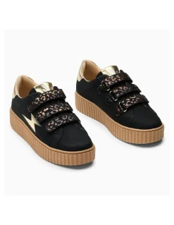 Sale vanessa wu Baskets Tendance Aby Noir Détails Léopard