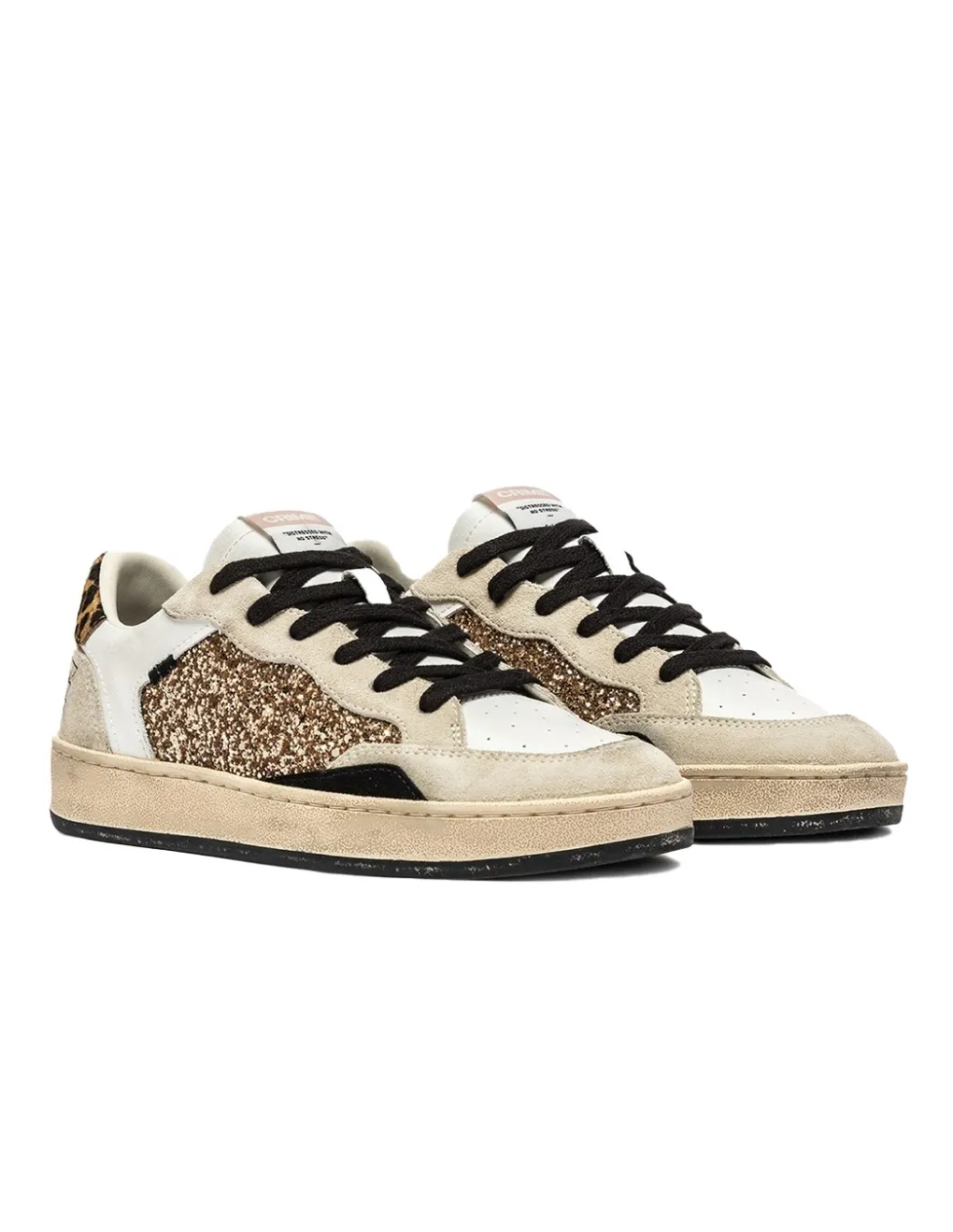 Online crime london Baskets Tendance Femme Chelsea dorée/blanc/léopard
