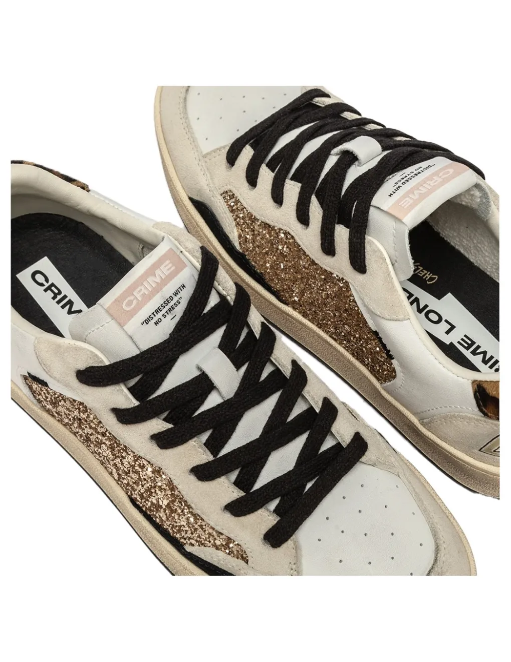 Online crime london Baskets Tendance Femme Chelsea dorée/blanc/léopard