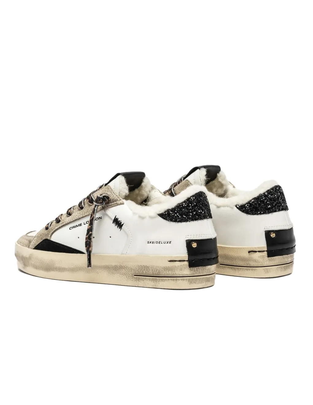 Sale crime london Baskets Tendance Femme Sk8 Cuir blanc