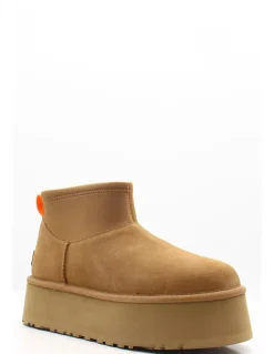 Sale ugg Boots Compensées femme classic mini dipper daim chestnut