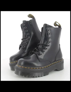 Clearance dr martens boots compensées femme jadon cuir polished smooth noir