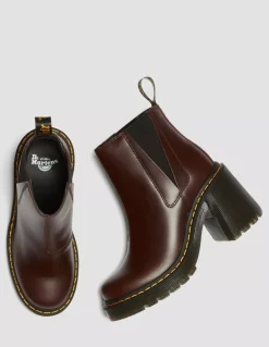 Outlet dr martens Bottines à talons spence dark brown classic pull up