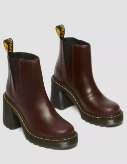 Outlet dr martens Bottines à talons spence dark brown classic pull up