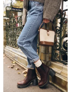 Outlet dr martens Bottines à talons spence dark brown classic pull up