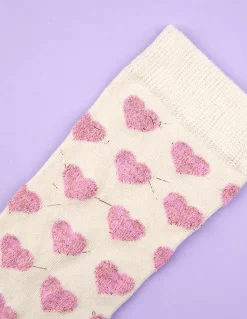 Outlet coucou suzette Chaussettes Femme coeur rose a paillettes