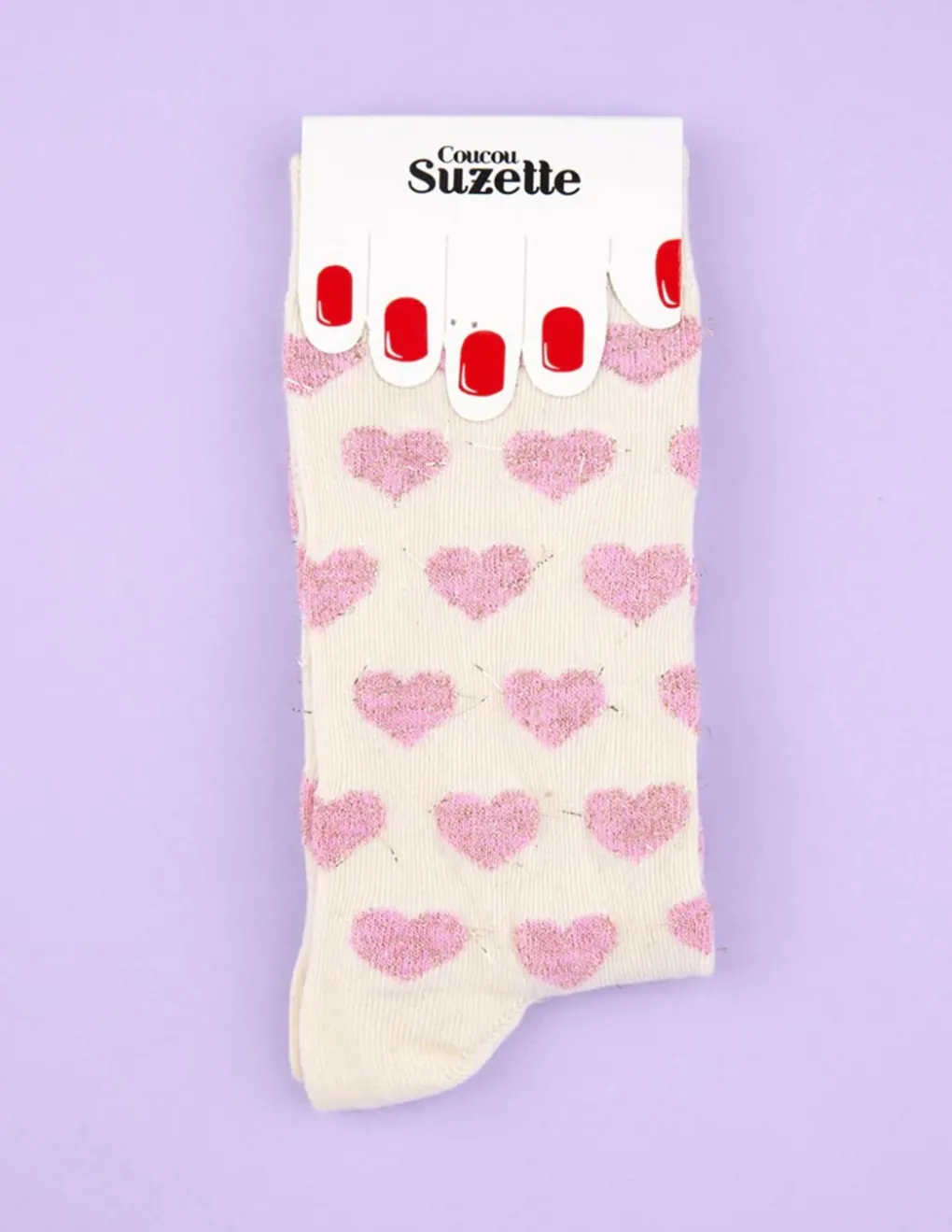 Outlet coucou suzette Chaussettes Femme coeur rose a paillettes
