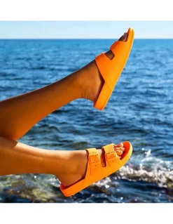 New cacatoes Claquettes Femme Neon Orange Fluo