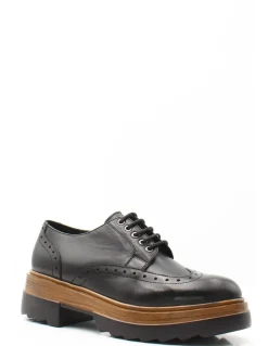 Hot hosis villa group Derby Femme Cuir Noir Semelle Bicolore