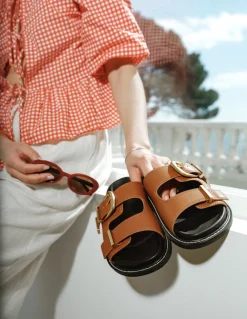 steve madden Mules Femme Arch-e Slides Cuir Marron