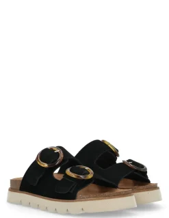Online no name Mules Femme Sandy Slap Cuir Noir