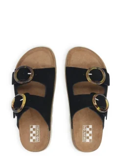 Online no name Mules Femme Sandy Slap Cuir Noir