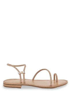 Hot Les tropeziennes par M.Belarbi Sandales Plates Hodaxa Cuir Rose Gold Strass