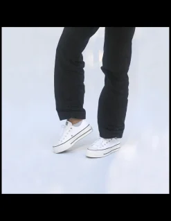 Hot converse sneakers compensées basses femme lift ox blanc