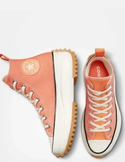 Best converse Sneakers compensées montantes femme run star hike hi rose orange avec motifs
