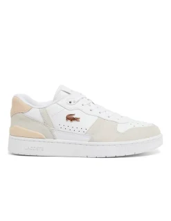 Online lacoste Sneakers De Ville Femme T-Clip Blanc Rose Cuir