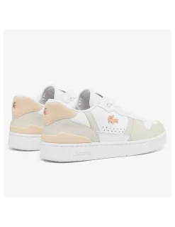 Online lacoste Sneakers De Ville Femme T-Clip Blanc Rose Cuir