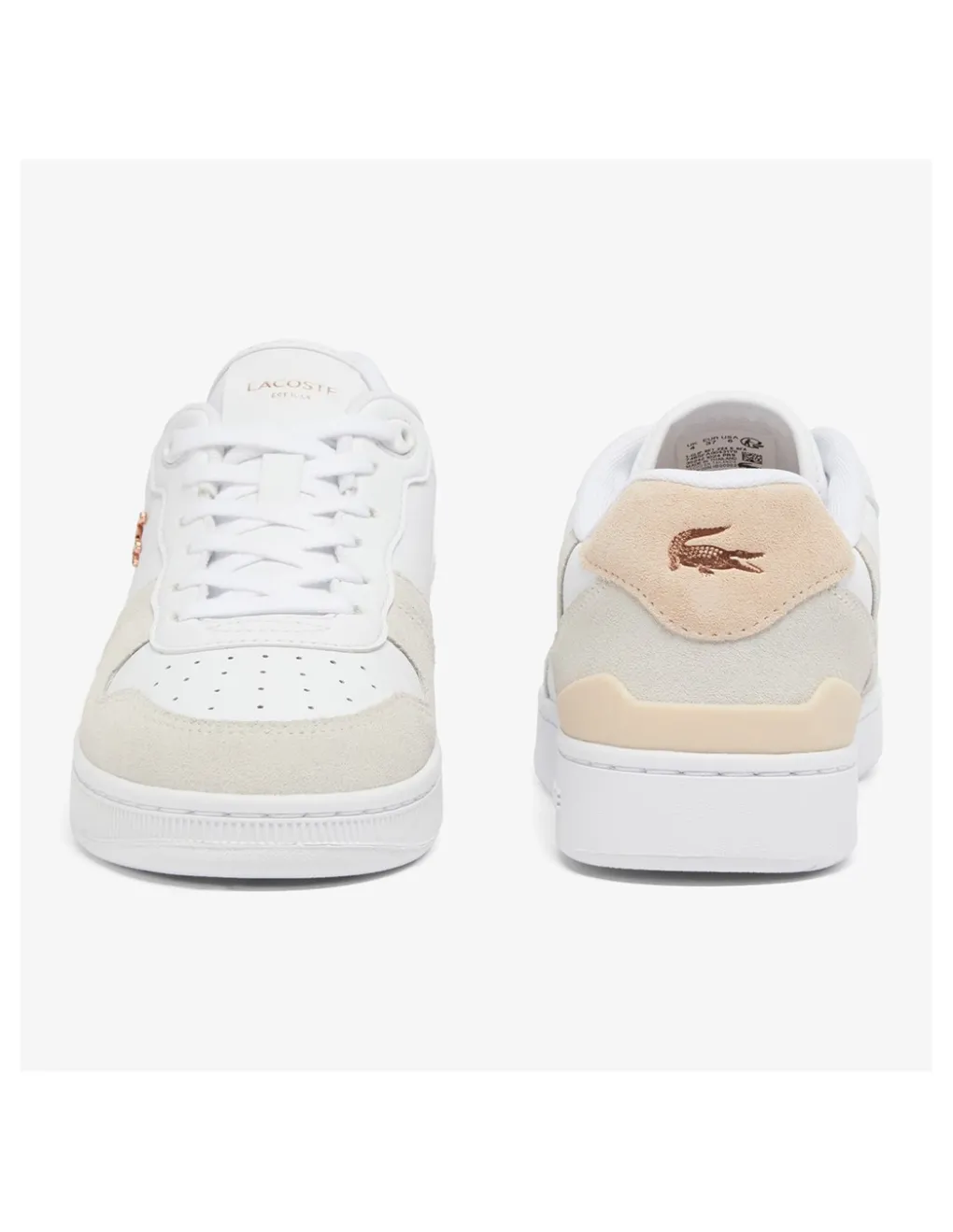 Online lacoste Sneakers De Ville Femme T-Clip Blanc Rose Cuir