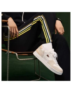Online lacoste Sneakers De Ville Femme T-Clip Blanc Rose Cuir