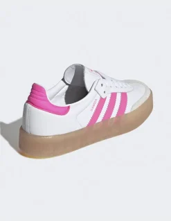 New adidas Sneakers femme Sambae cuir blanc/rose